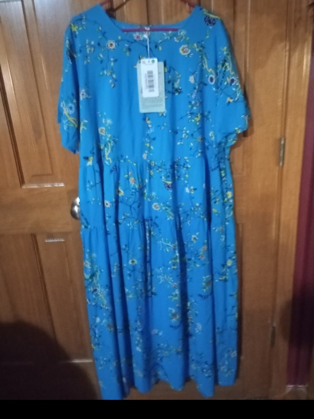 Blue Floral Dress - Comfortable Tiered Design